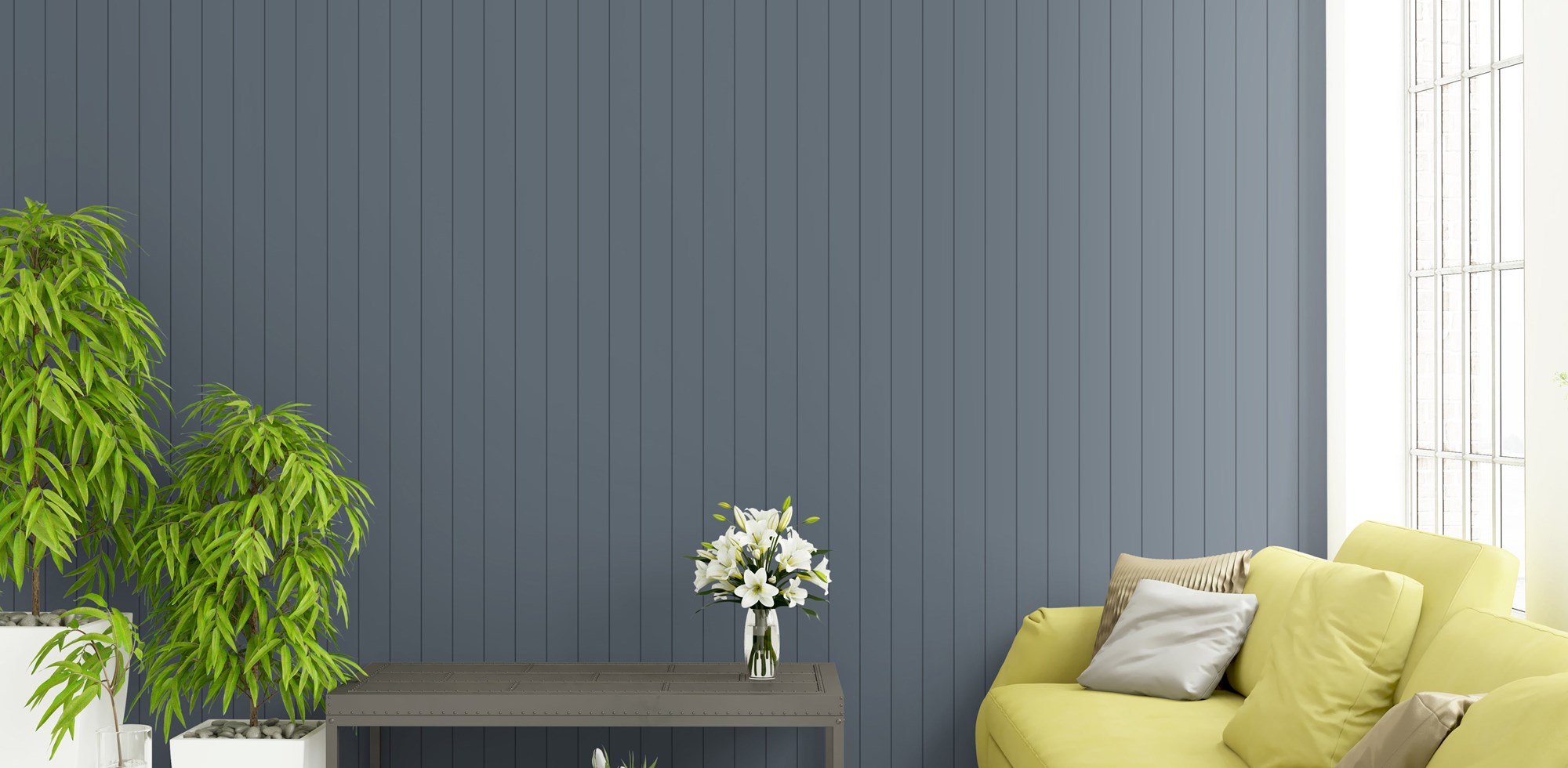 Modern living room with EasyCraft Easy VJ 100 wall panels